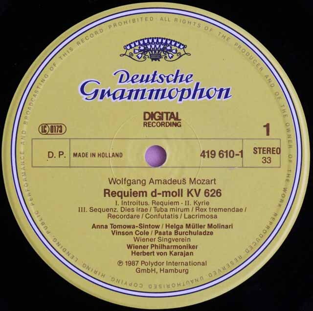 LP レコード カラヤンのモーツァルト/レクイエム 独DGG 3609
