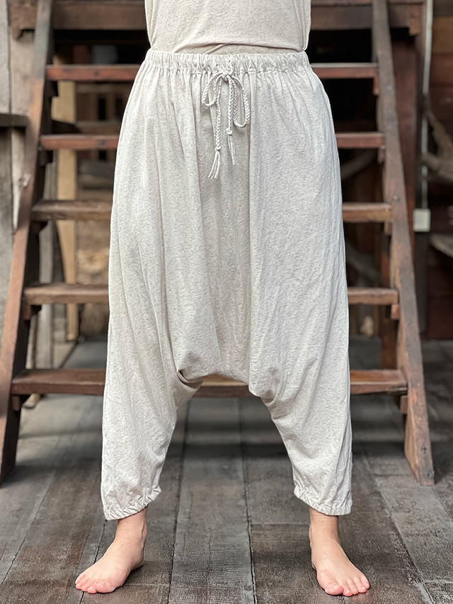 asana ヘンプコットン 薄手 サルエル パンツ・きなり【パヤカ