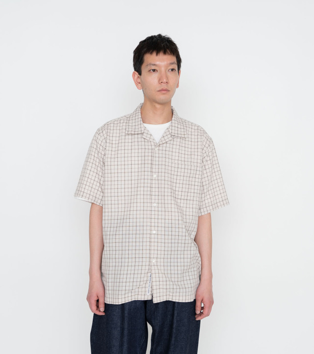 SUGS411 nanamica Open Collar Panama Plaid S/S Shirt ナナミカ