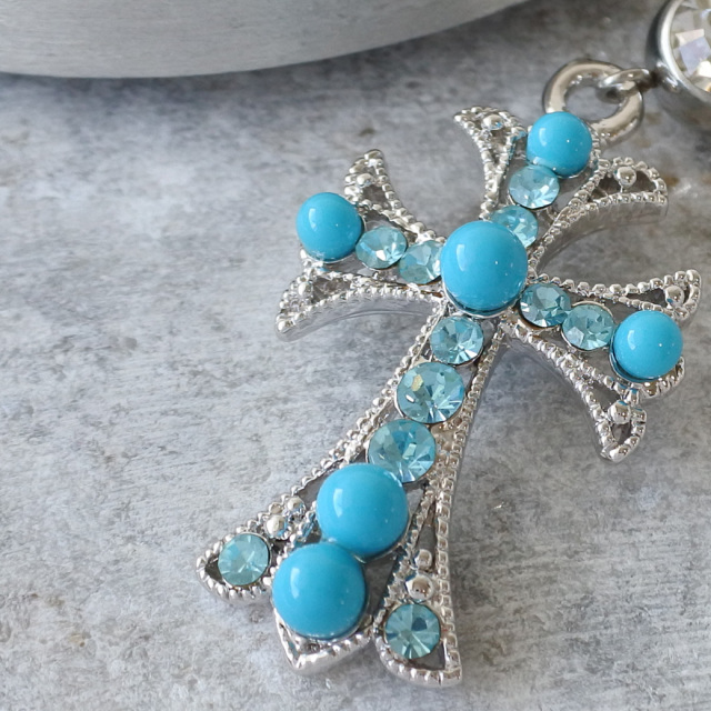 14G ]一点投入でこなれ感UP！鮮やかターコイズ ブルー クロス へそ