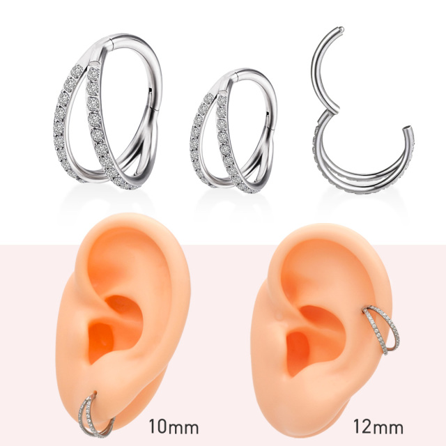 16G ］オールステンレス素材 ワンタッチ ダブル ストーン付 セグメント