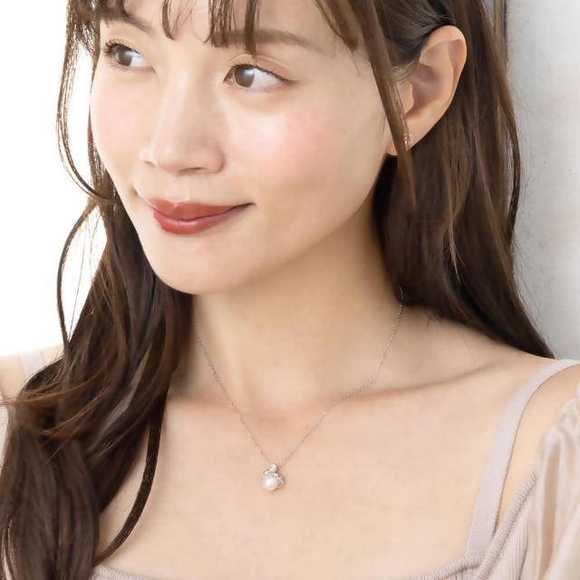◇即日発送◇じゃれあいキャット 天然パール＆ダイヤモンド シルバー