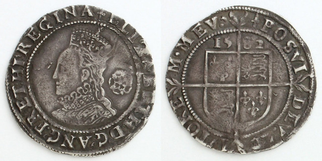 イングランド王国 1582 6ペンス銀貨 エリザベス1世