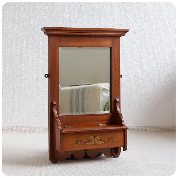 北欧ビンテージ ウォールミラー/壁掛け鏡/ミッドセンチュリー/チーク