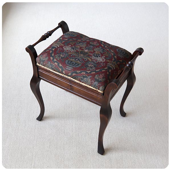 イギリス アンティーク ピアノスツール/木製椅子/家具/収納ボックス