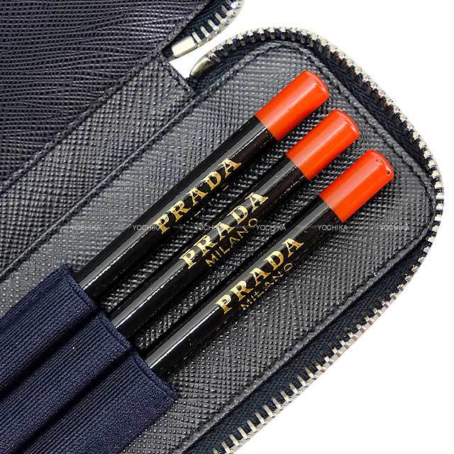 PRADA プラダ ペンケース ステーショナリー 鉛筆3本セット ネイビー