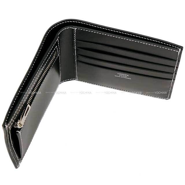 HERMES エルメス 二つ折り財布 Hセリエ コンパクト 黒 (ブラック