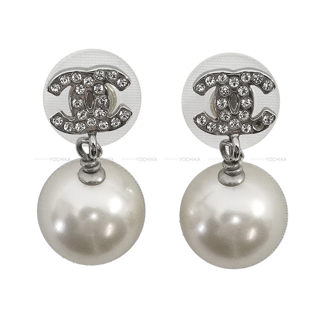 CHANEL シャネル ピアス ココマーク パール付 ラインストーン フェイク