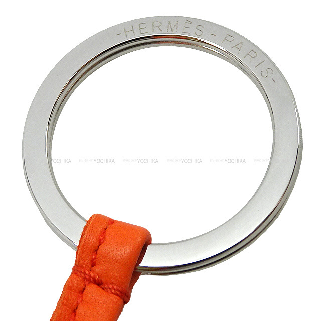 HERMES エルメス キーホルダー カルメン トリコロール オレンジ