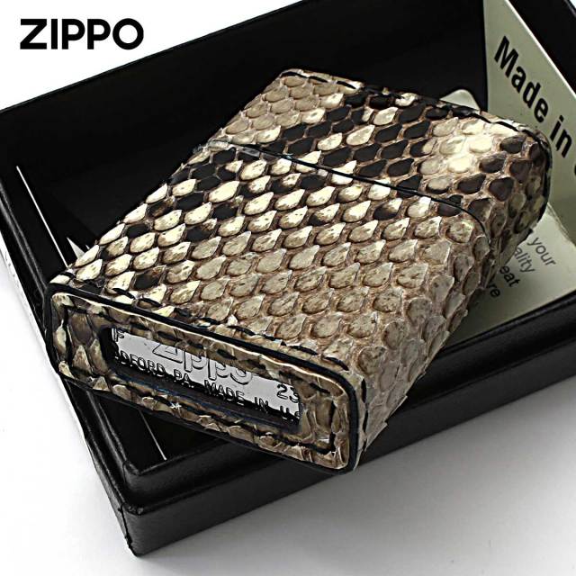 Zippo ジッポー 革巻き パイソン ヘビ 手縫い Animal Skin Leather 本