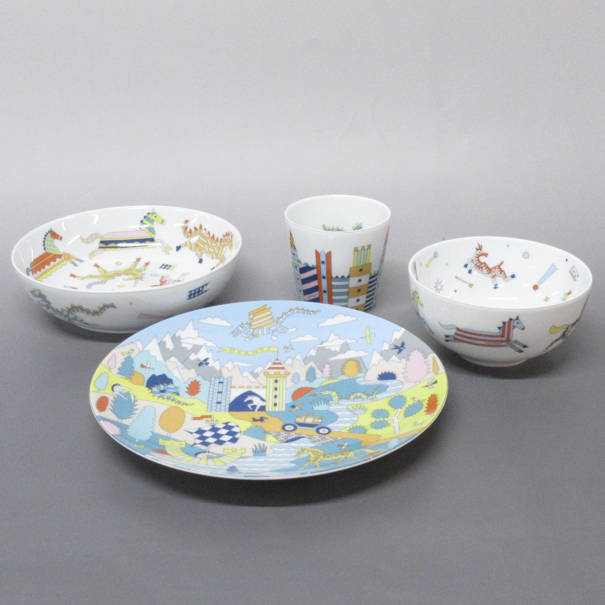 エルメス/食器/陶器/ライトグリーン×ピンク×ライトブルー×マルチ/新品