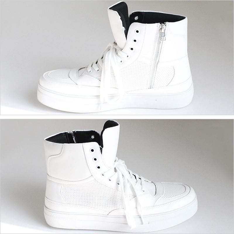 albino select】 バッシュ風フェイクレザーハイカットスニーカー | albino