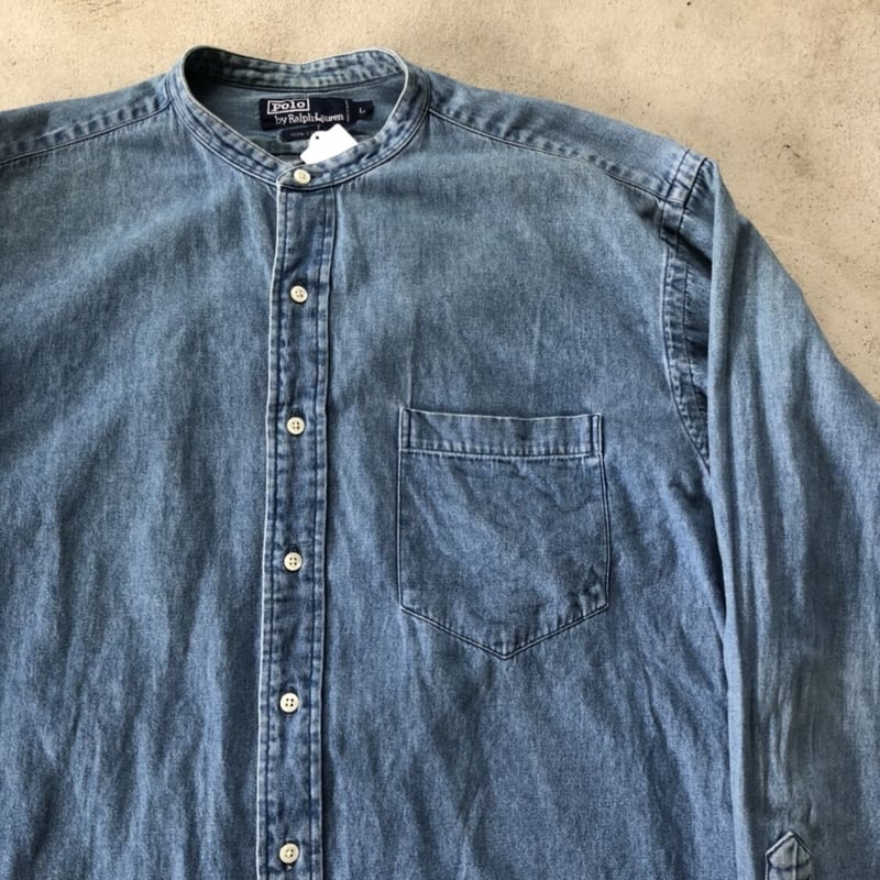 RALPH LAUREN デニムバンドカラーシャツ L | CUSTOM FEVER