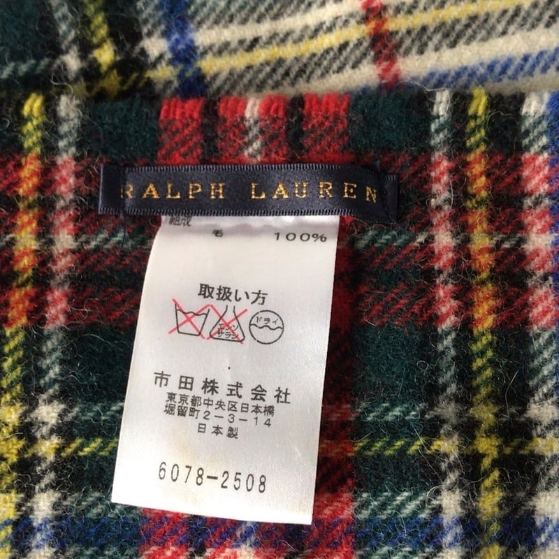 RALPH LAUREN ラルフローレン ウール100% 大判ストール ひざ掛け 膝