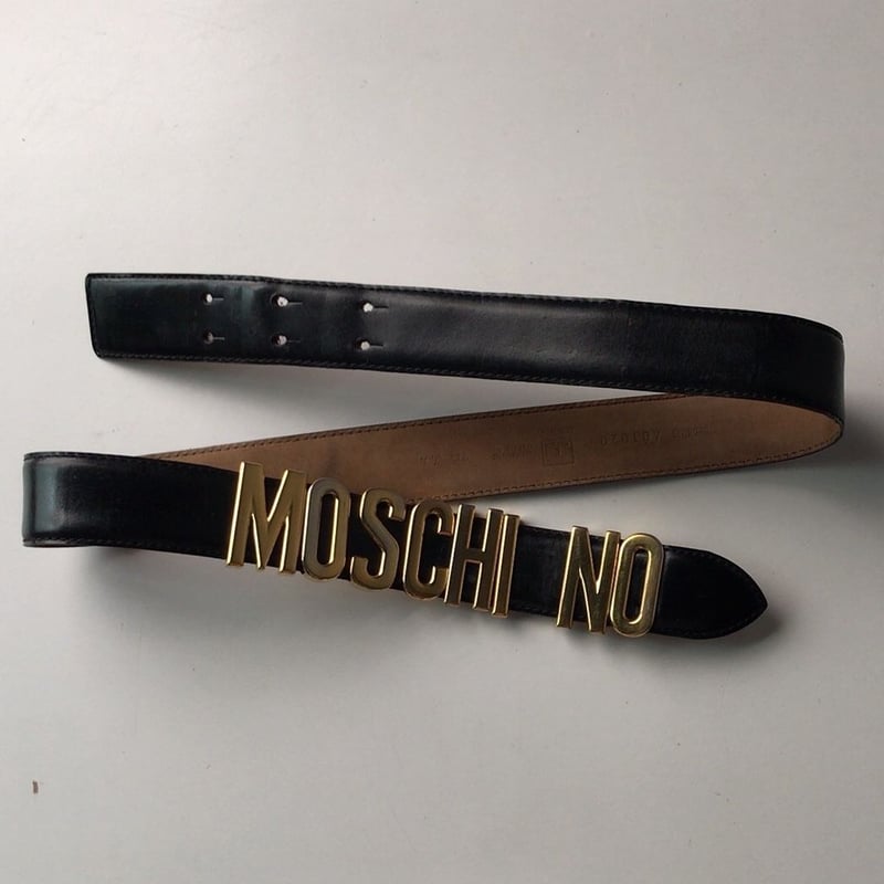 MOSCHINO モスキーノ ヴィンテージ ムーブ ロゴ プレート レザーベルト