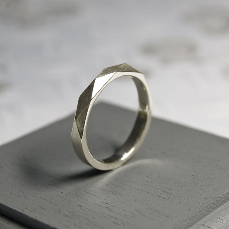 シルバーファセットリング 2.8mm幅 マット 5号～23号｜WKS FACET RING 2