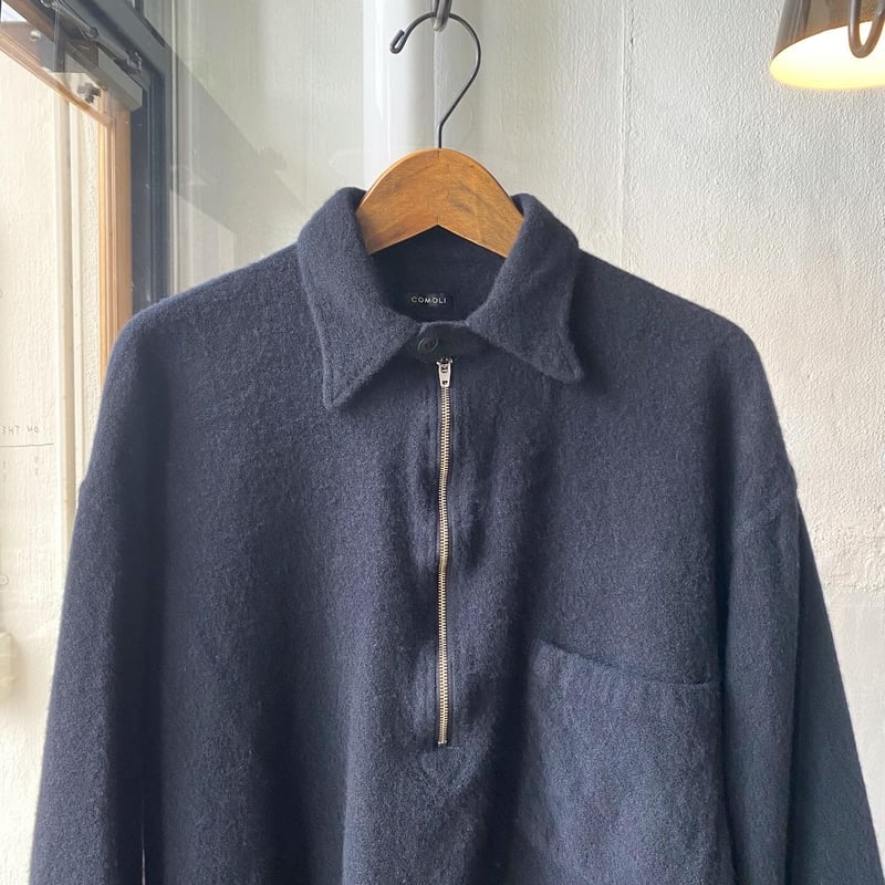 COMOLI 縮絨ウール ハーフジップシャツ | Less Higashikawa