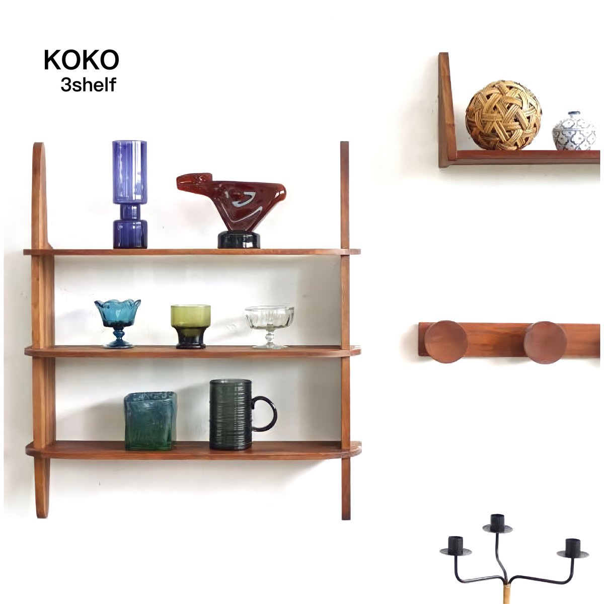 Mahogany wall SHELF / マホガニー材を使った3段のシェルフ / koko