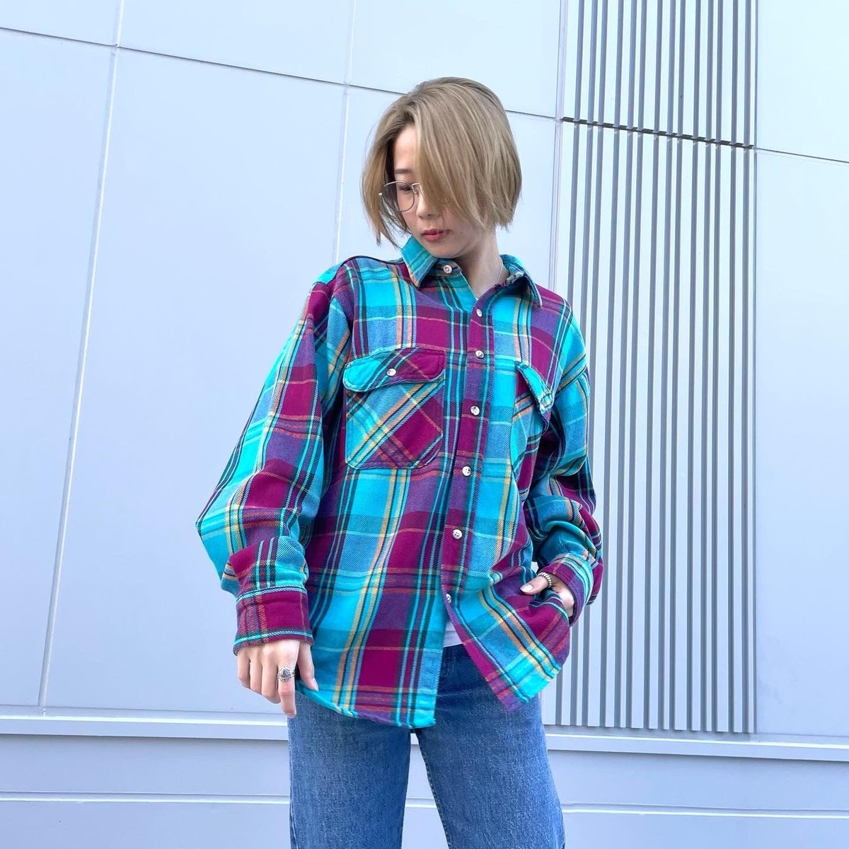 90s FIVE BROTHER ネルシャツ チェック柄 ファイブブラザー 90年代 (S17
