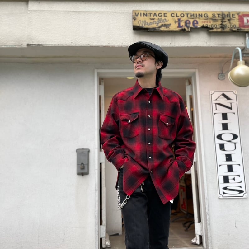 70s PENDLETON ウールチェックシャツ ペンドルトン オンブレチェック
