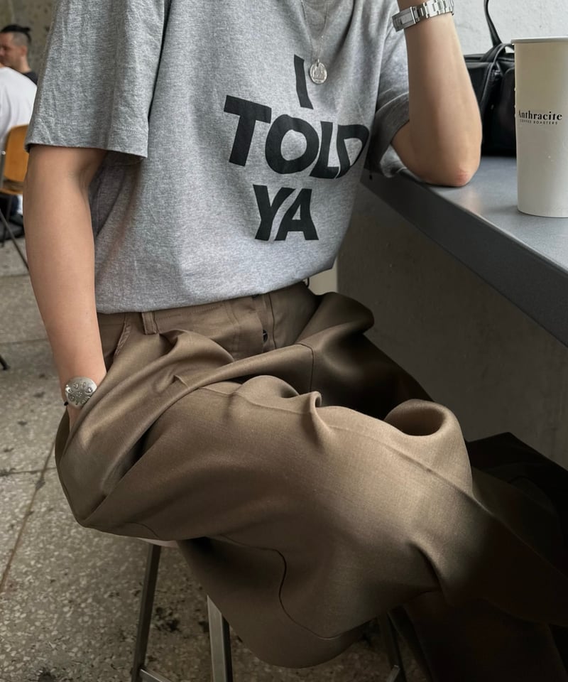 1tuck casual slacks khaki | ok.soon