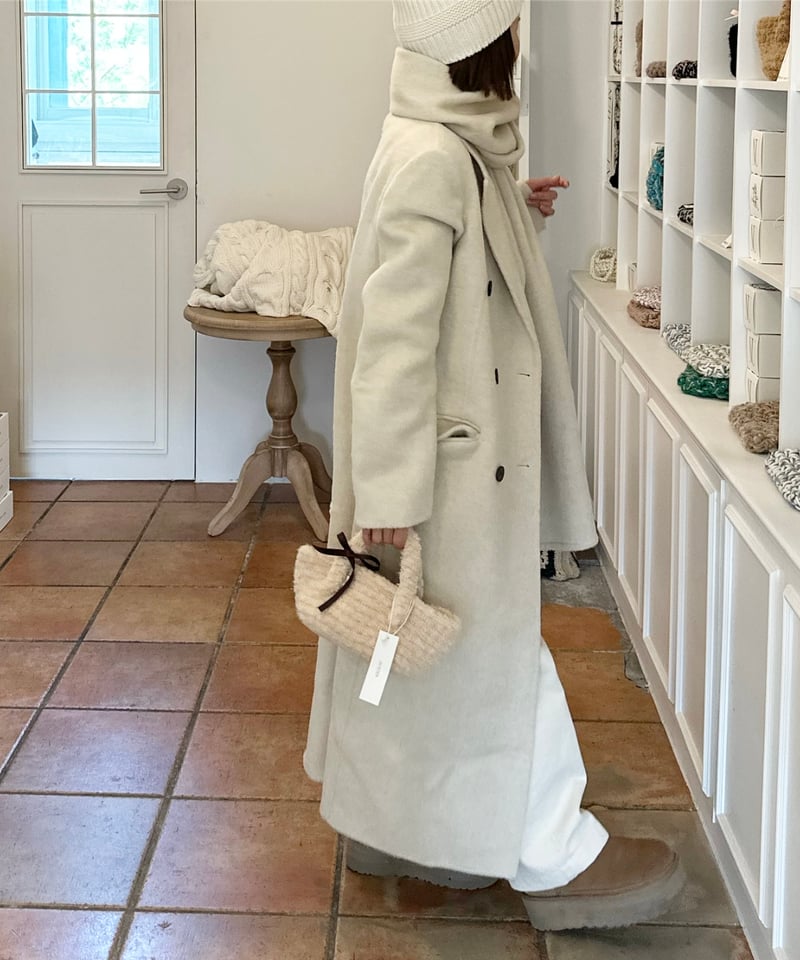 white chester coat with scarf | ok.soon