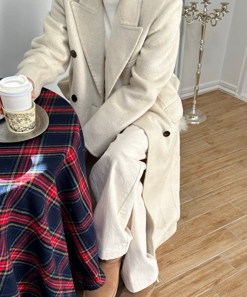 white chester coat with scarf | ok.soon
