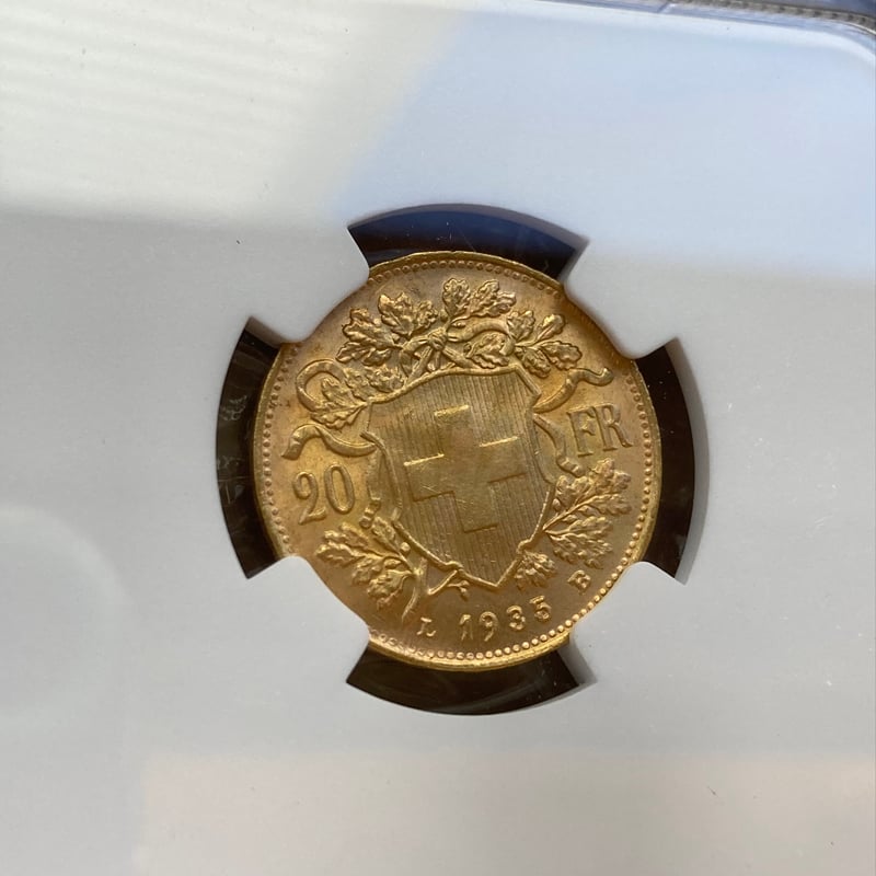 1935年LB スイス 20フラン金貨 ゴールド アルプスの少女 ブレネリ NGC