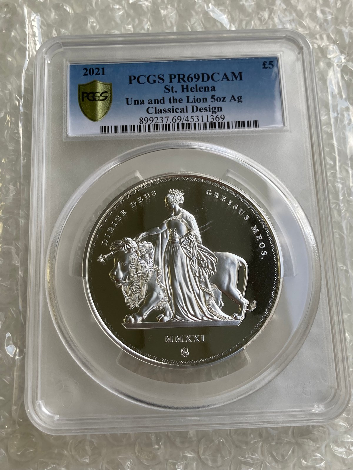 最高鑑定品】5オンス銀貨 ウナとライオン イギリス領セントヘレナ
