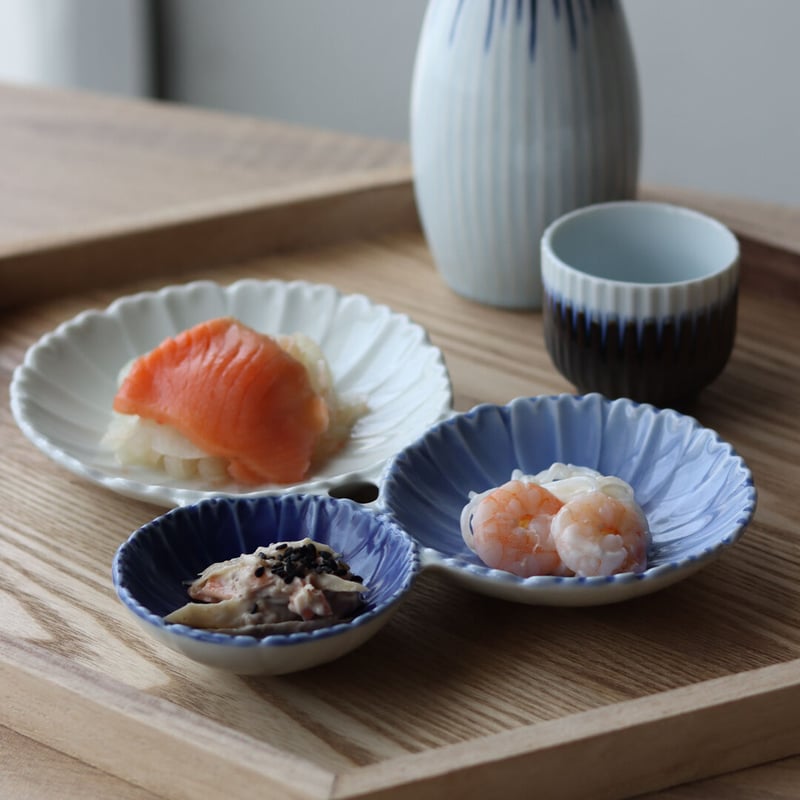染濃淡花型 三種皿 S / M | 和食器通販 有田焼 山忠｜おしゃれでモダン