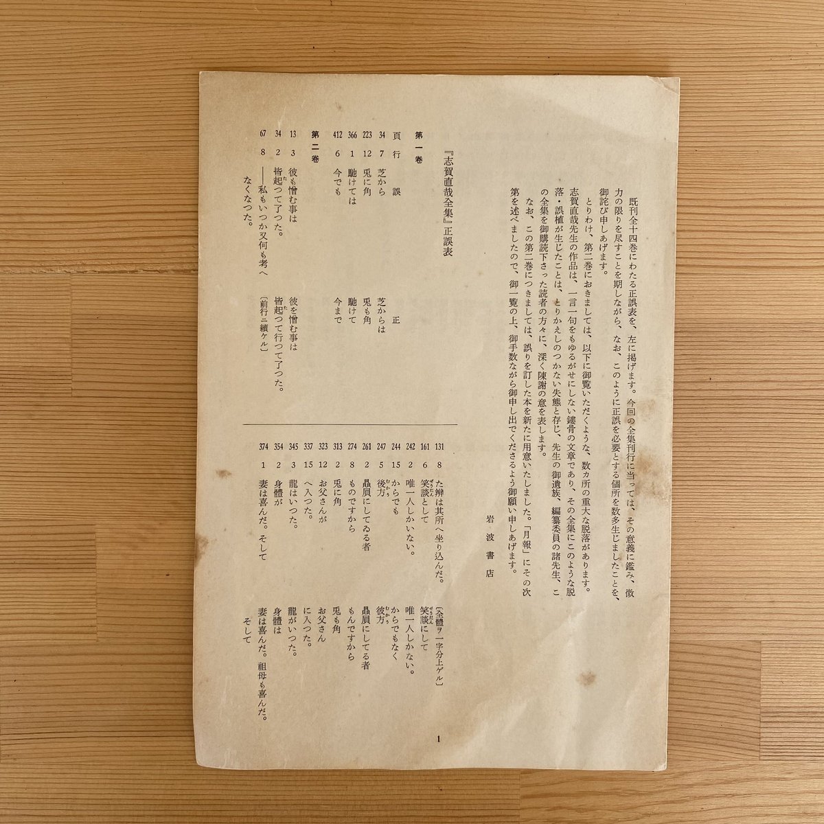 志賀直哉全集 15巻・別巻・訂正版2巻 全17冊 | bullock books