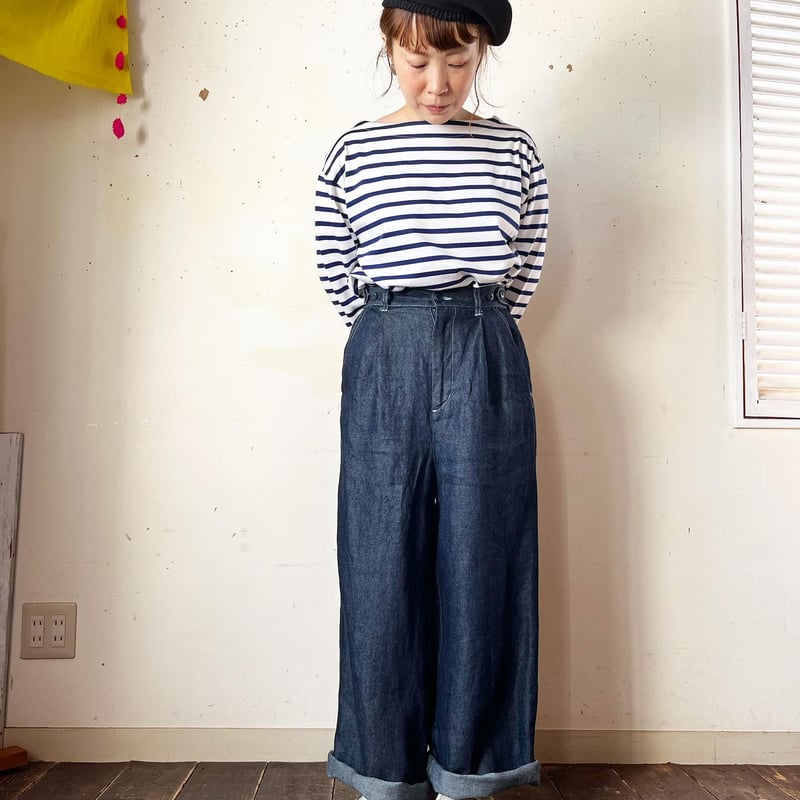 Porter des boutons リネンデニムパンツ（カラー：インディゴ） | moln