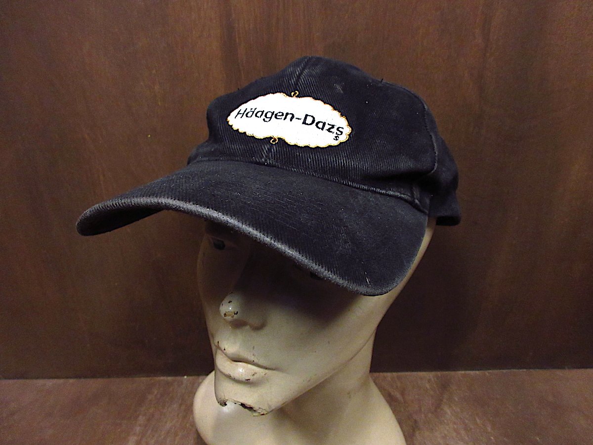 ビンテージ90's○Haagen Dazs刺繍入りコットンスナップバックキャップ