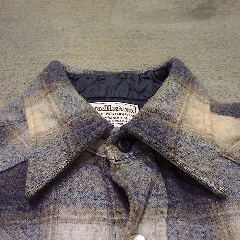 ビンテージ70's○PENDLETON白タグチェックウールウエスタンシャツsize
