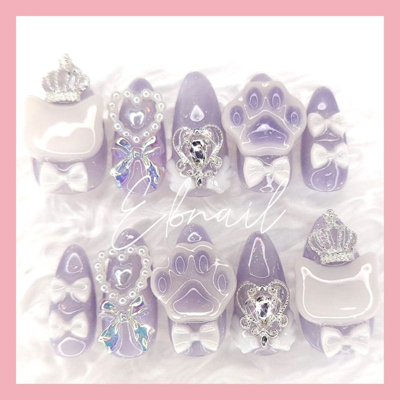 4 ネイルチップ 量産型 地雷系 サブカル 天使界隈 ねこ 肉球 ハート