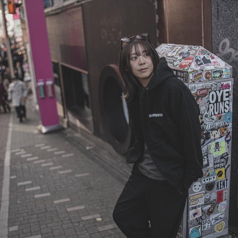 SHIMANO Big Logo Zip-up Hoodie Black with White