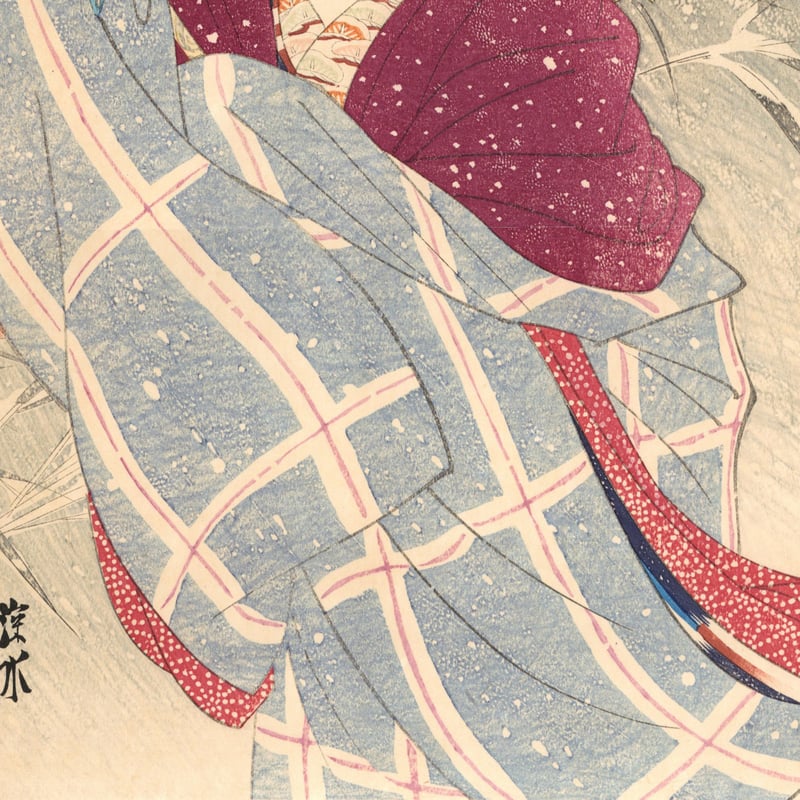 伊東深水 「現代美人集第二輯 吹雪」 | 古美術もりみや