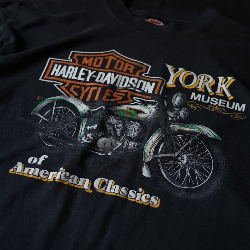 Harley Davidson Printed T-Shirt(80s XL 袖シングルステッ