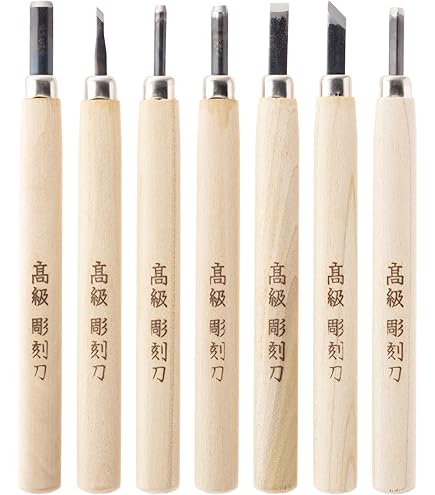 Amazon | 彫刻刀 12本セット 木製柄 ノミ のみ 蚤 篆刻刀 工作 木彫り