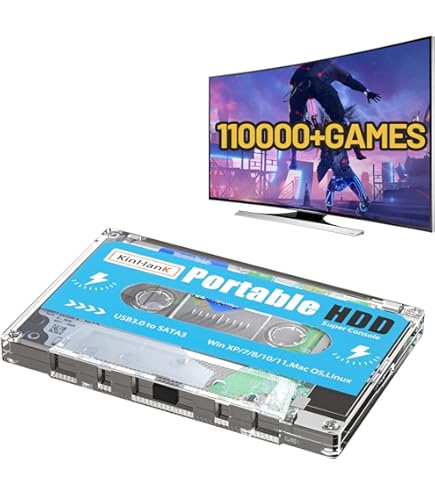 Kinhank 12TB HDD Retro Gaming Hard Drive with 96000+ Classic Games