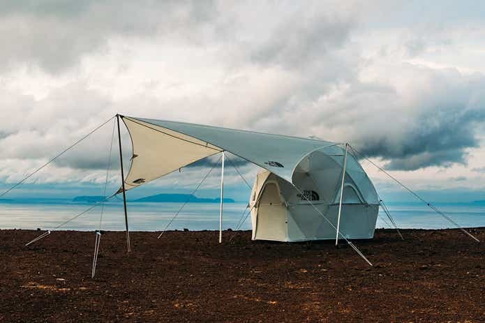 ノースフェイス テント 4〜5人 フライシート色移りあり、当時の設営