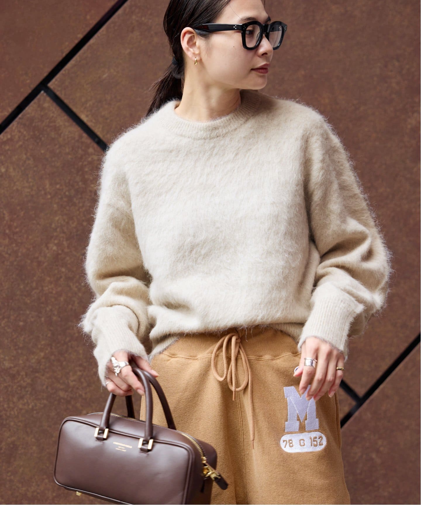 アルパカミックスファークルーネックプルオーバー（ニット／セーター