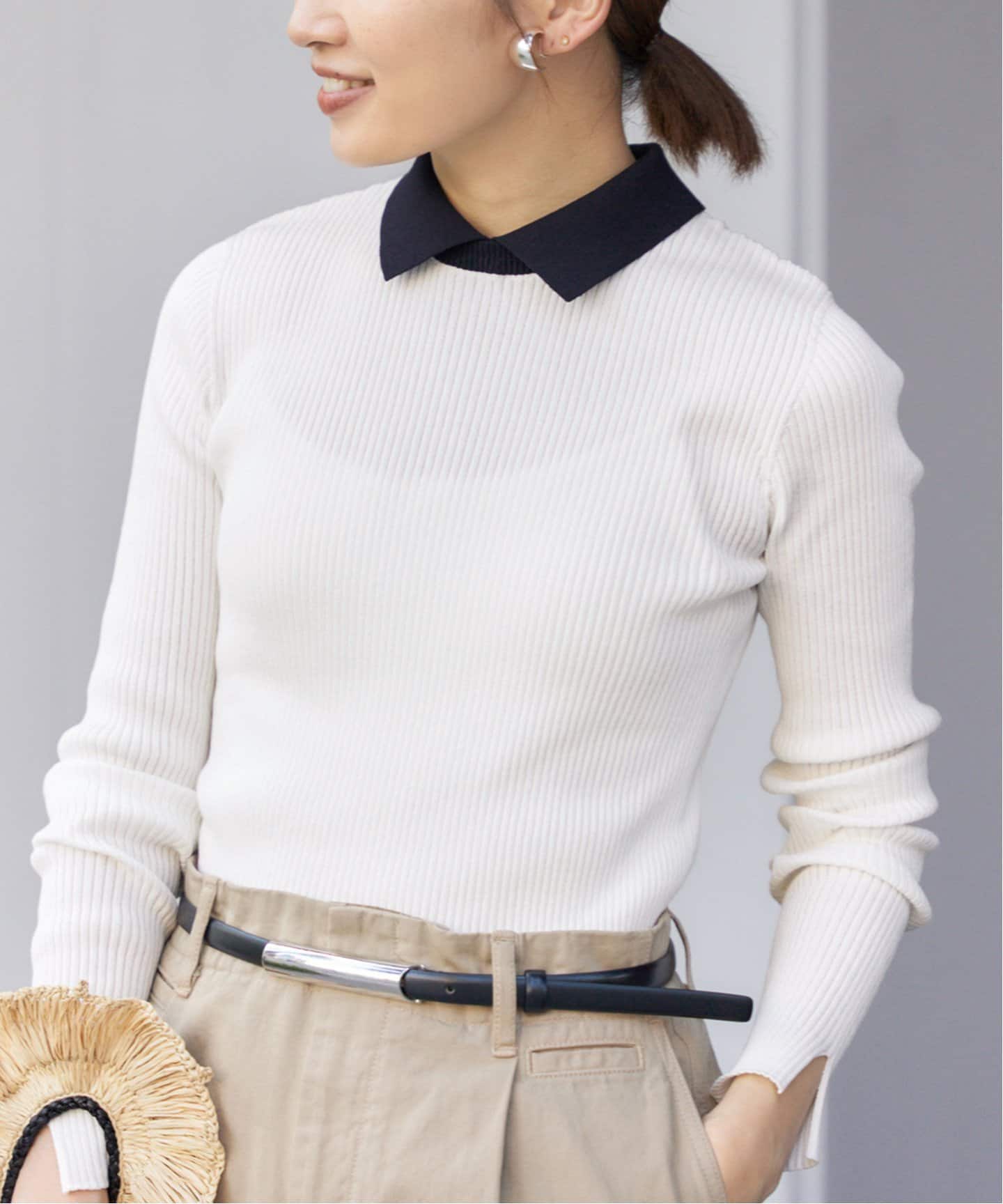 ホールリブ 襟付きプルオーバー（ニット／セーター）｜IENA（イエナ