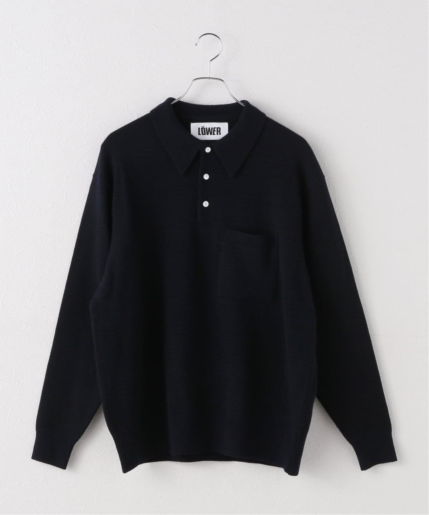 LOWER/ローヴァー】14G Plainstitch Float Border ポロ襟ニット