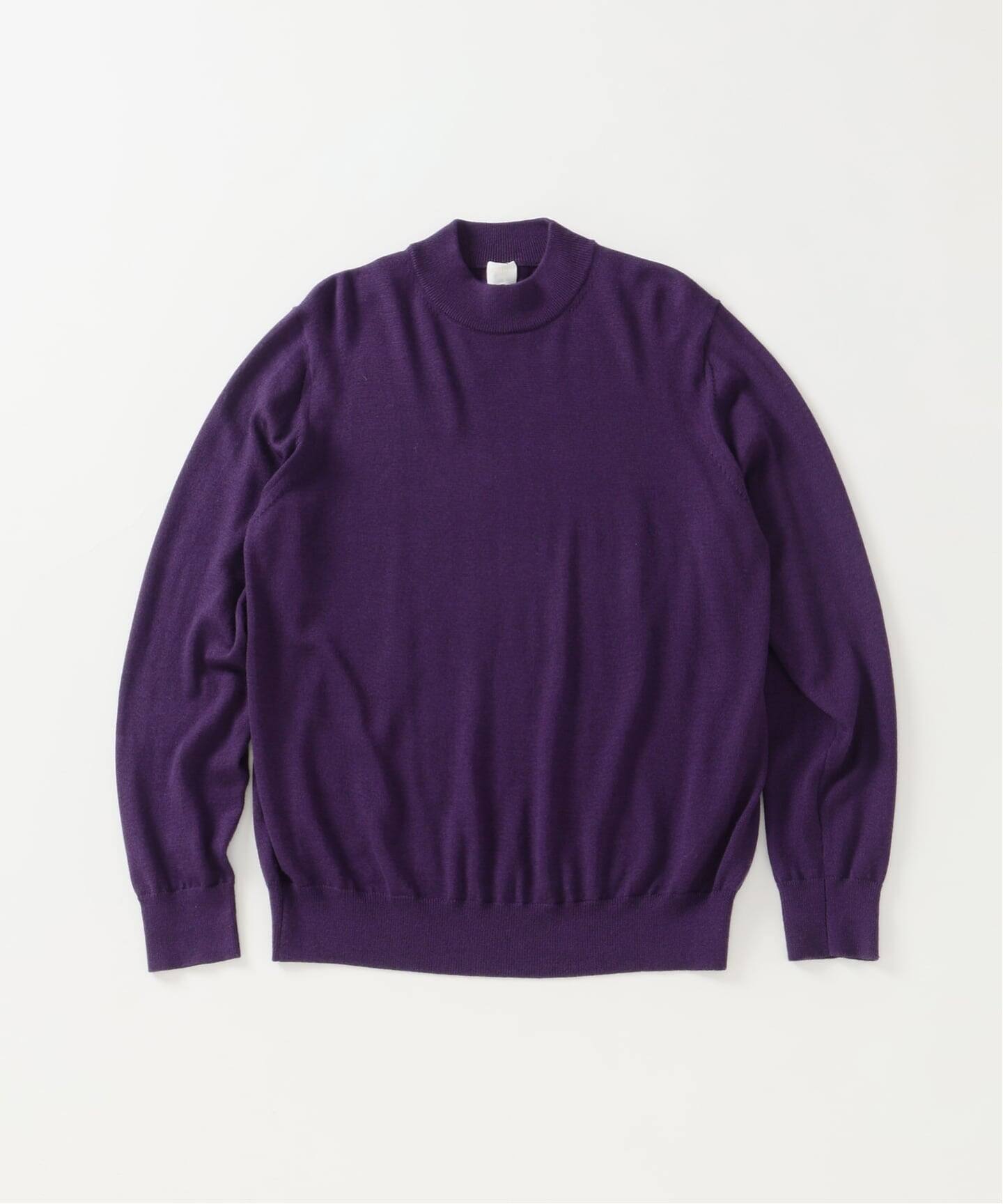 12G ウール/シルク/カシミヤ MIX クリスタル モックネックニット