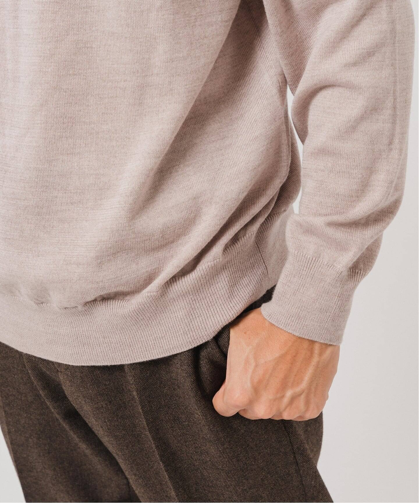 12G ウール/シルク/カシミヤ MIX クリスタル モックネックニット