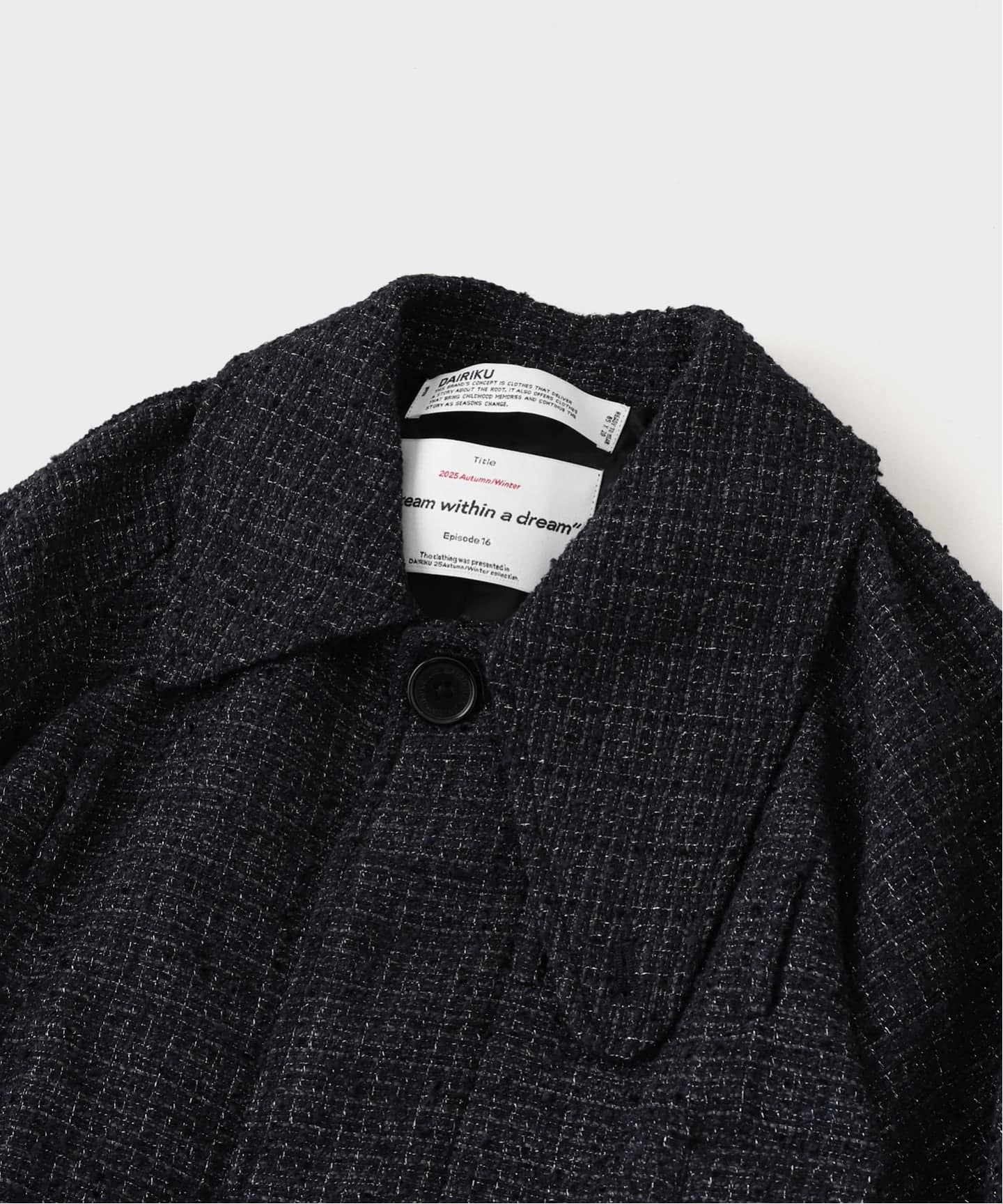 DAIRIKU / ダイリク Big-Sleeve Tucked Tweed Coat（ステンカラー