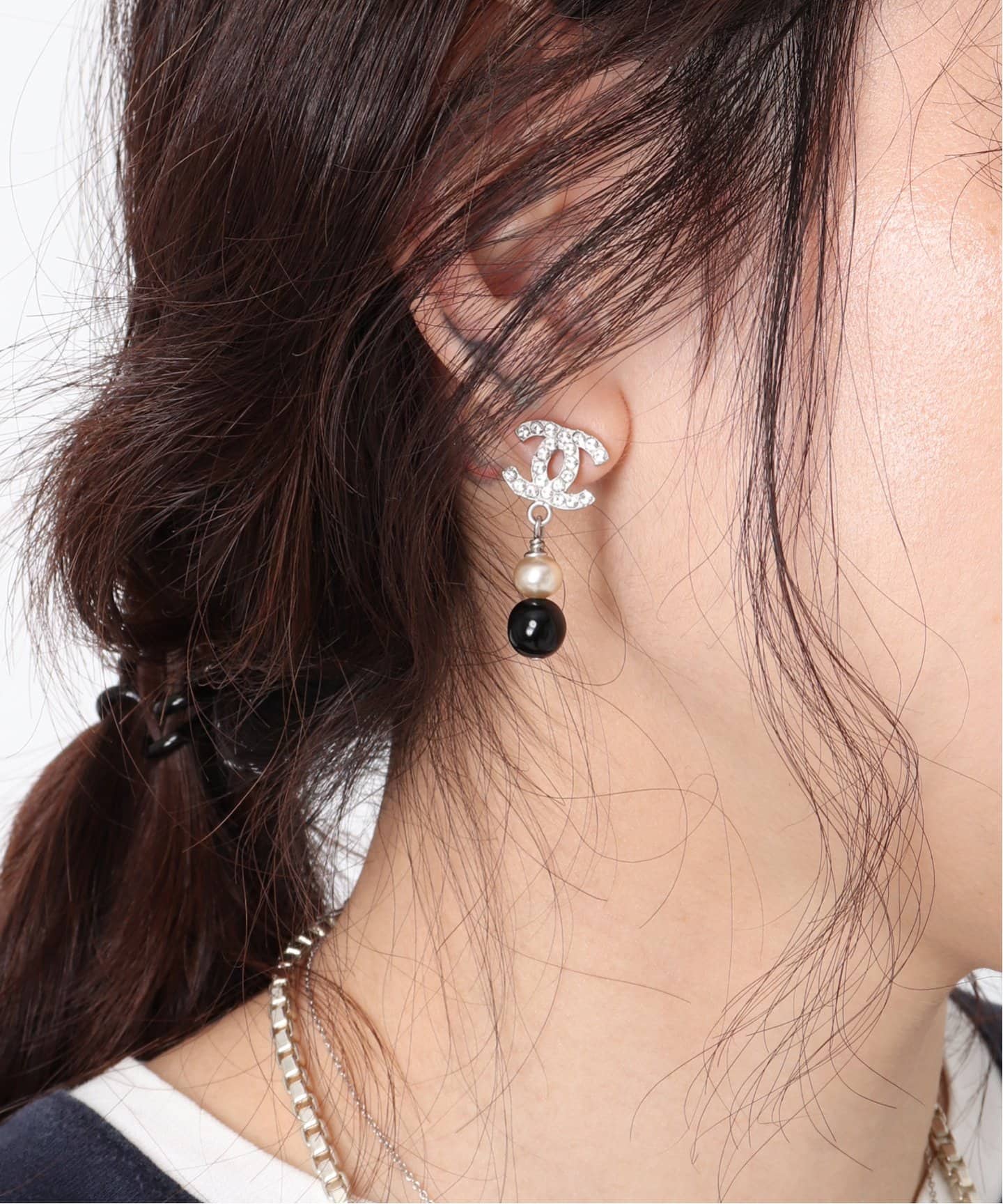 VINTAGE CHANEL/シャネル】 pierce logo rs ball(両耳)（ピアス（両耳