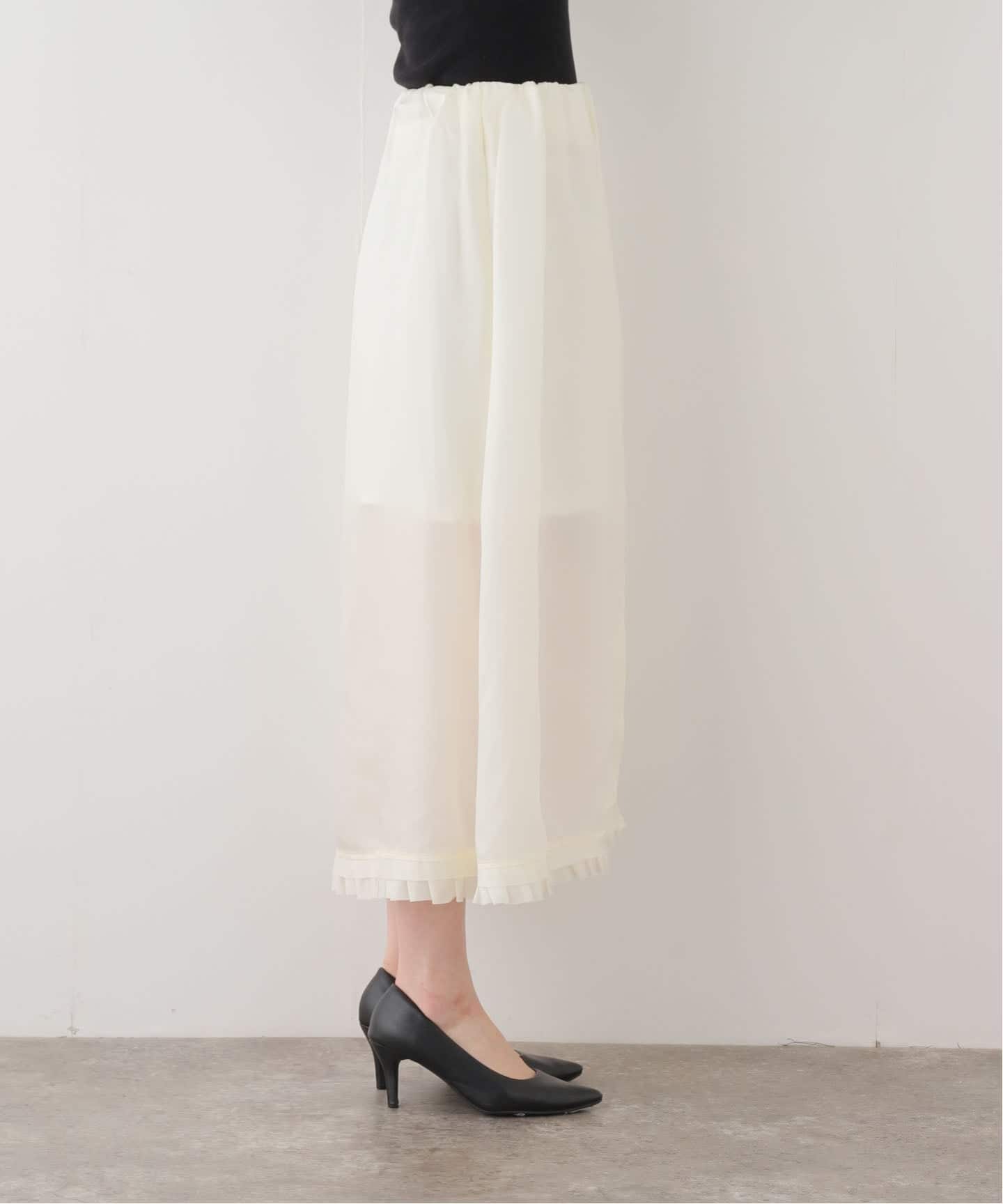 JANE SMITH/ジェーンスミス】WASHED CUPRO FRILL SLIT SKIRT：スカート