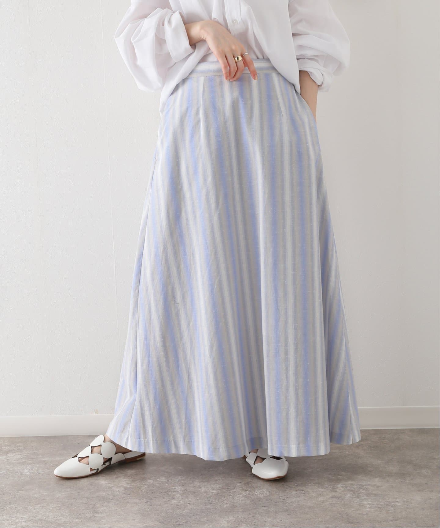 マルチストライプ フレアスカート（ロング・マキシ丈スカート）｜B.C